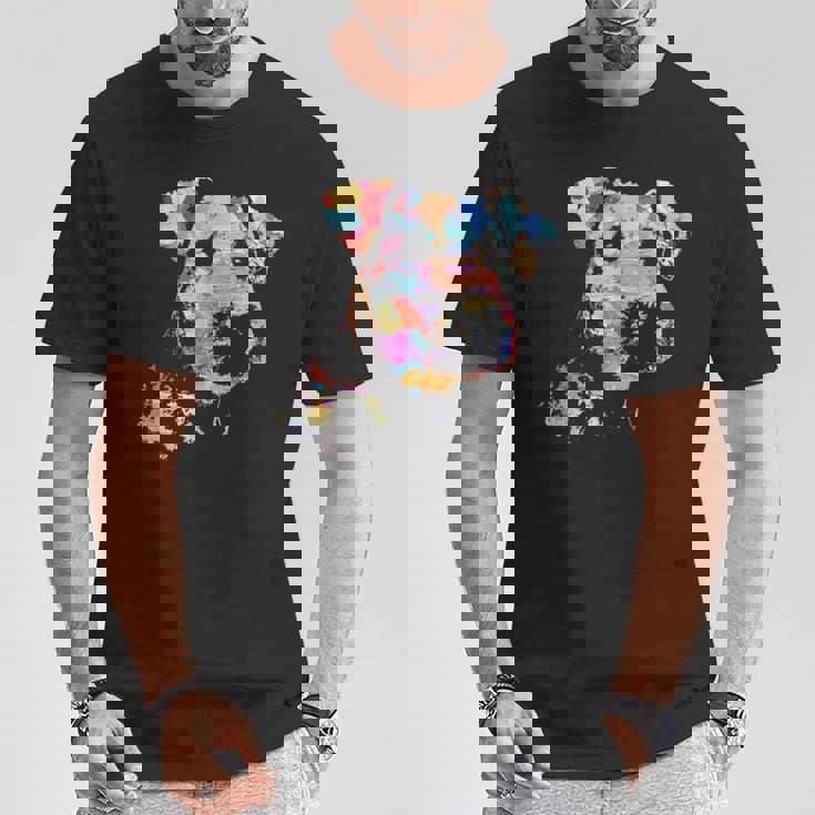 パステルペイント エアデールテリアポートレート Tシャツ 面白い贈り物