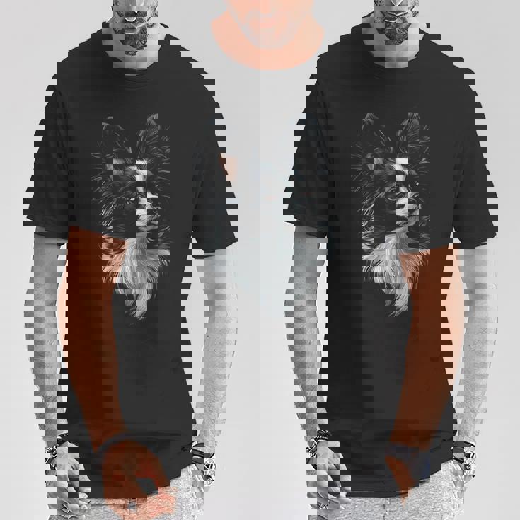 パピヨン 犬 モチーフ ペット アート パピヨン Tシャツ 面白い贈り物