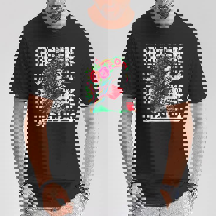 パレスチナのバンダナを持つパレスチナの少女 パレスチナ人 Tシャツ 面白い贈り物