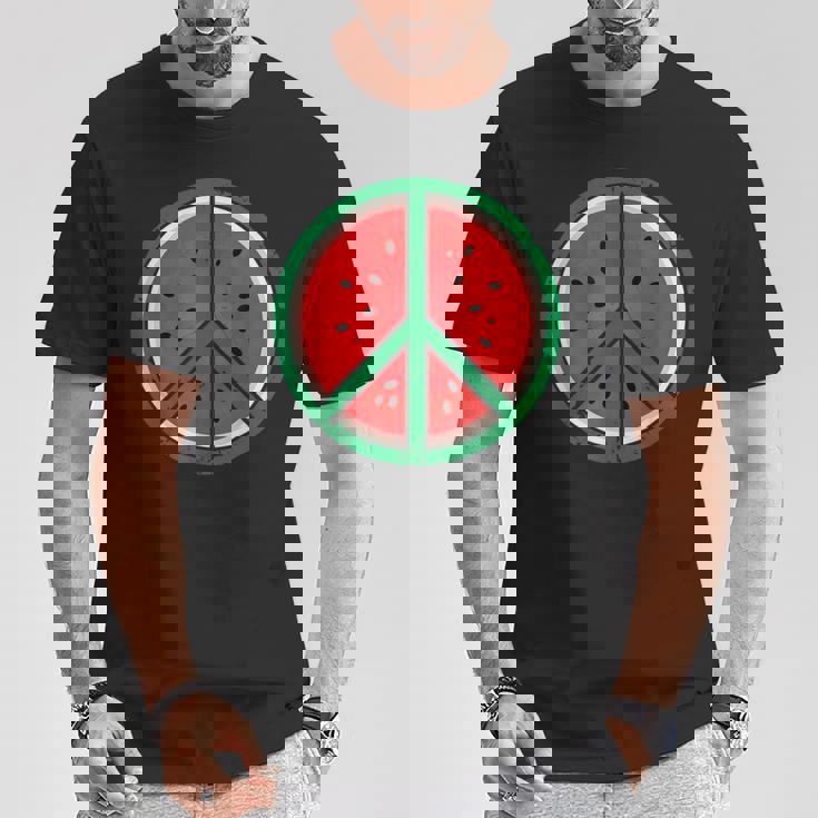 パレスチナシャツ スイカ ピースサイン パレスチナ国旗 Tシャツ 面白い贈り物