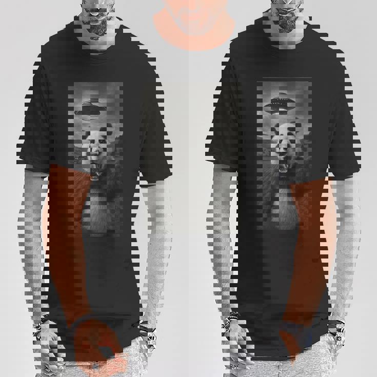 パンダ セルフィー エイリアン Ufo 面白い 男の子 男性 女性 キッズ Tシャツ 面白い贈り物