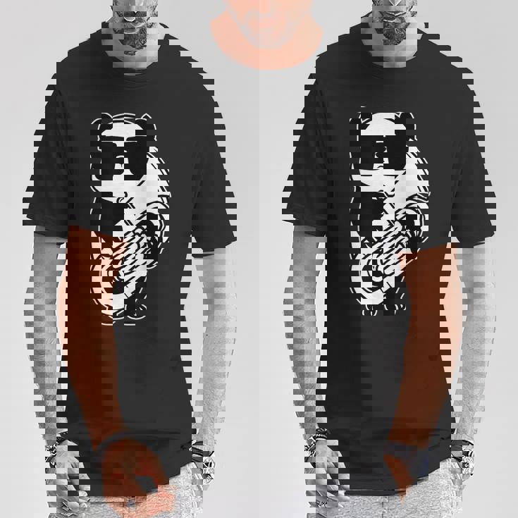 パンダとチューバ楽器チューブ Tシャツ 面白い贈り物