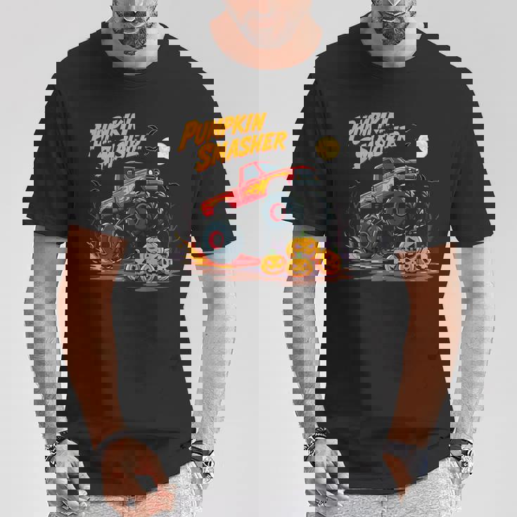 パンプキンスマッシャー モンスタートラック ハロウィン ジャック・オー・ランタン Tシャツ 面白い贈り物