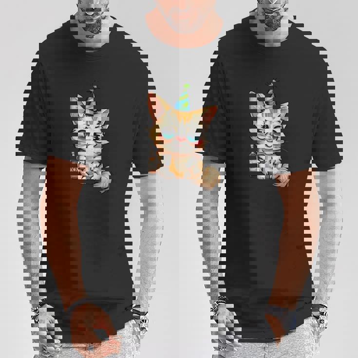 パーティー 猫 ドリンク 飲んだ 酔った プッシー キティ 猫 お祝い ブーー Tシャツ 面白い贈り物