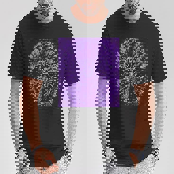 パープルバティックタイダイ ボヘミアンパターン Tシャツ 面白い贈り物