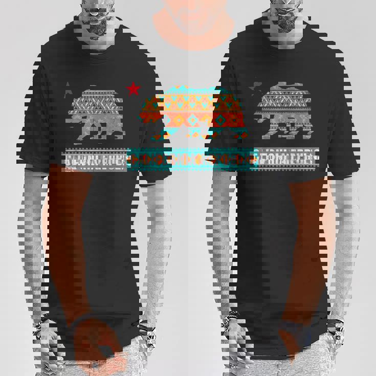 ヒッピー カリフォルニア リパブリック ネイティブ アメリカン パターン シャツ Tシャツ 面白い贈り物