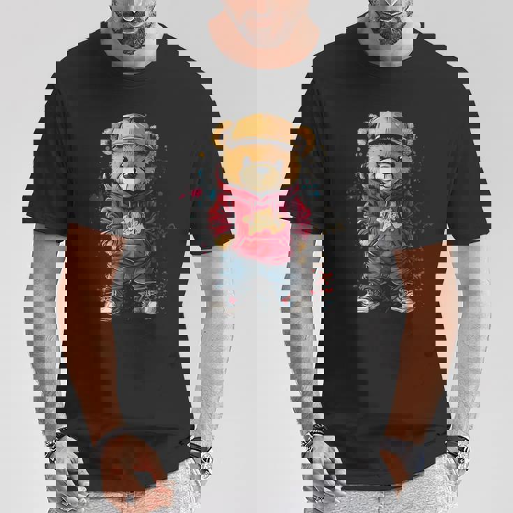 ヒップホップのテディベア、クールなアーバンノベルティグラフィック。 Tシャツ 面白い贈り物