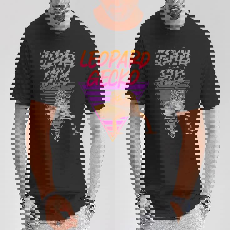 ヒョウ ヤモリ 80'Saporwave Tシャツ 面白い贈り物