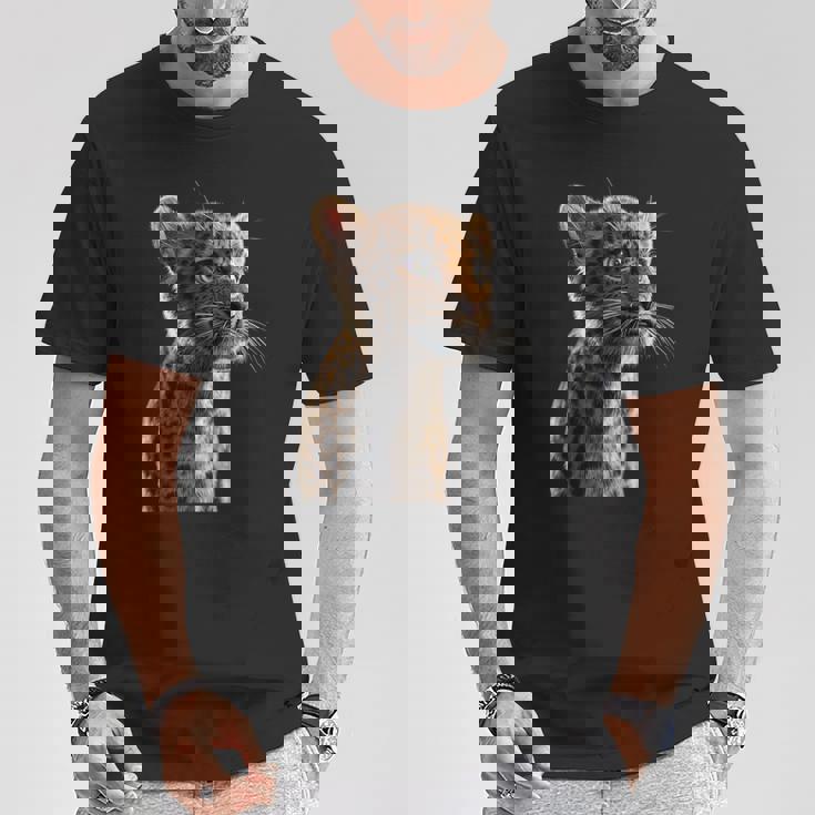 ヒョウヒョウ大型猫かわいい大型猫ヒョウヒョウ Tシャツ 面白い贈り物