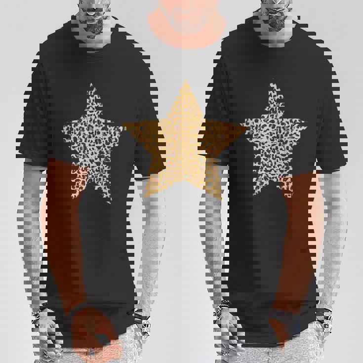 ヒョウ柄 アニマルプリント 星 Tシャツ 面白い贈り物