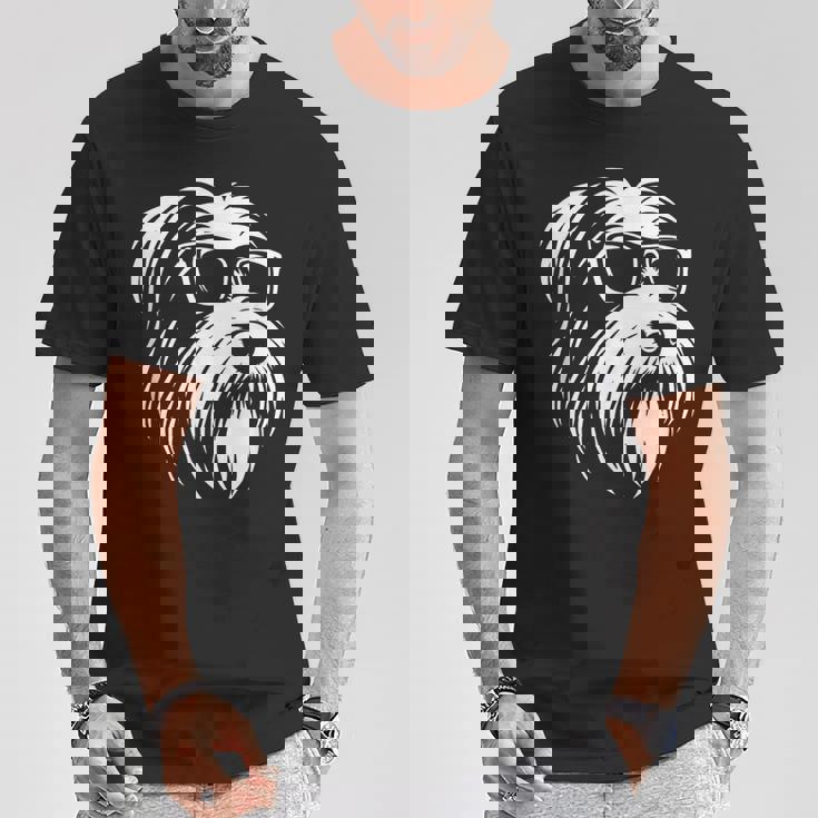 ビアデッド・コリー サングラス 犬 グラフィック デザイン Tシャツ 面白い贈り物