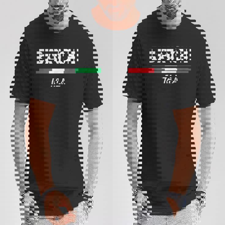 ビアンキ イタリア 家族名 イタリア 国旗 Tシャツ 面白い贈り物