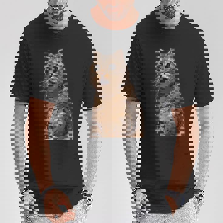 ビックリ猫 驚く猫 猫ミーム びっくり おどろく かわいい 面白い 人気 猫 イラスト Tシャツ 面白い贈り物