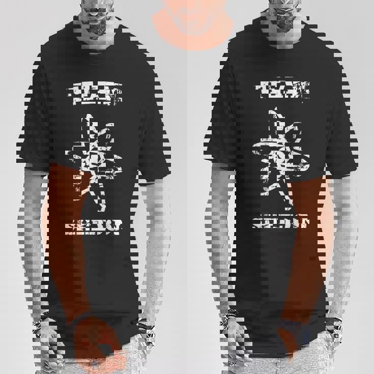ビッグバン理論ロゴチームシェルドン・アトム Tシャツ 面白い贈り物