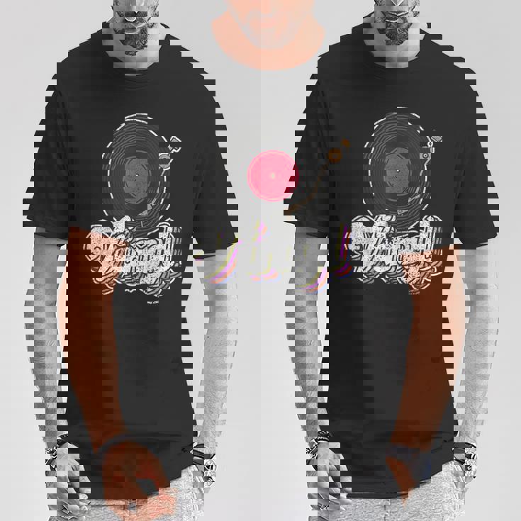 ビニールレコードプレーヤー I ターンテーブルプレーヤー I レトロ音楽 Tシャツ 面白い贈り物