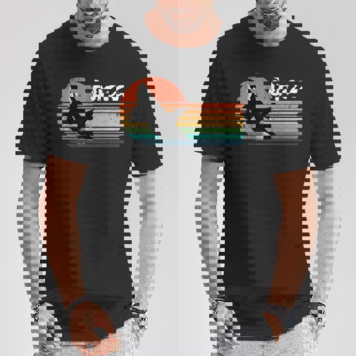 ビンテージ シャチ デザイン レトロ 美的 海 恋人 海 イルカ Tシャツ 面白い贈り物