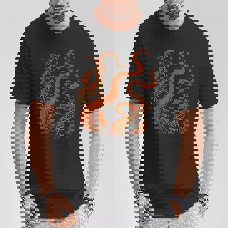 ビンテージ海モンスターtシャツ ディープオーシャンアートグラフィックtシャツ Tシャツ 面白い贈り物