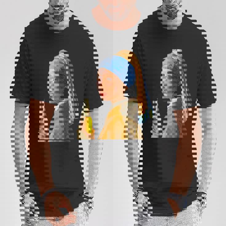 ビール 酒 面白いtシャツ フェルメール 飲み おもしろ 飲み会 のんべえ メンズ ネタ 服 変な Tシャツ 面白い贈り物