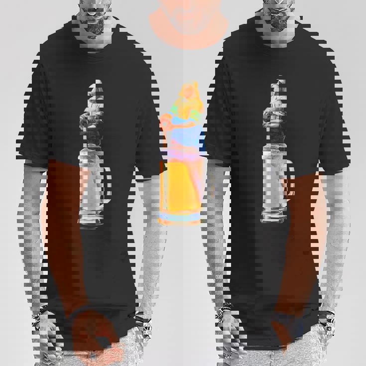 ビール 酒 面白いtシャツ フェルメール 飲み おもしろ 飲み会 のんべえ メンズ ネタ 服 アート グッズ Tシャツ 面白い贈り物