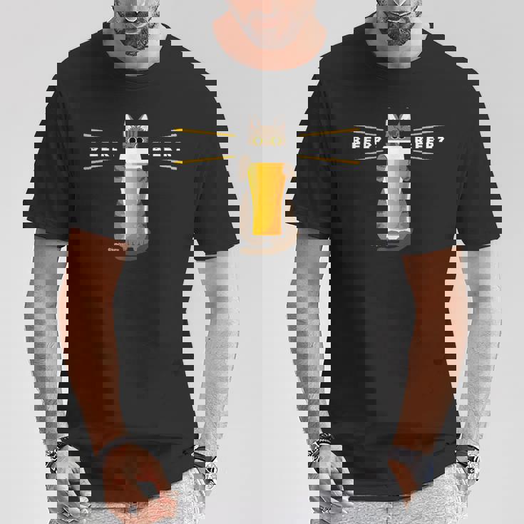 ビールをすすめるねこ 猫 ビール Cat Beer Tシャツ 面白い贈り物