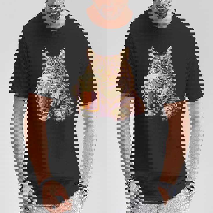 ビールジョッキ かわいい猫 Tシャツ 面白い贈り物