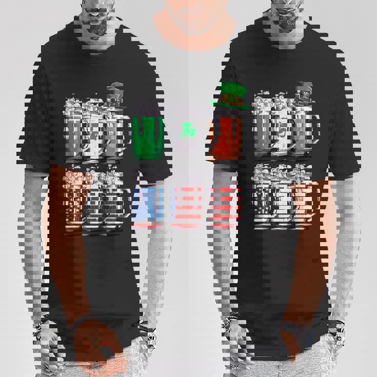 ビール聖パトリックデー メンズ アイルランドのアメリカ国旗 ドリンクマグ Tシャツ 面白い贈り物