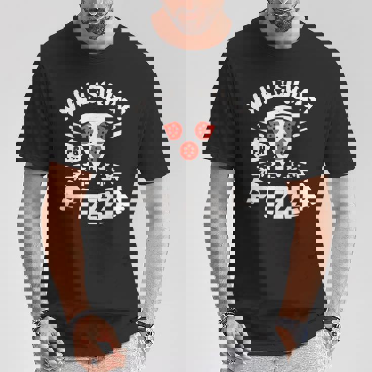 ピザのためにしゃがむ Willquat For Pizza Tシャツ 面白い贈り物