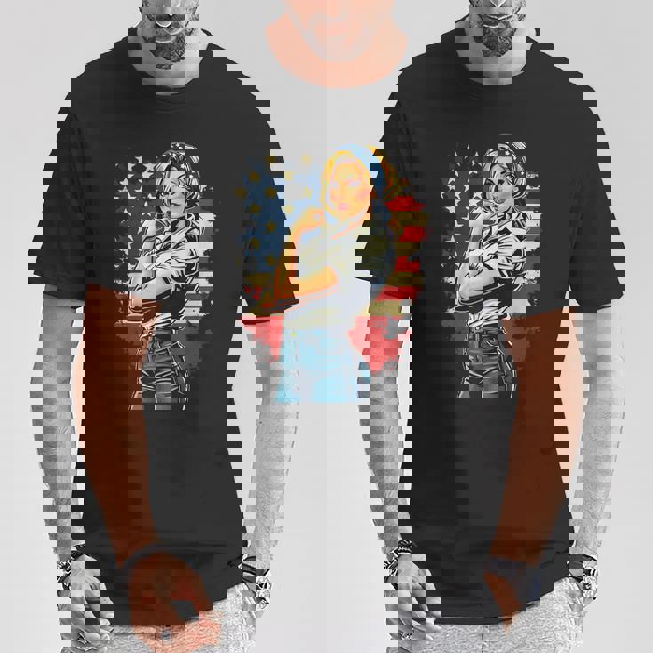 ピンアップセクシースタイルアメリカの象徴 Tシャツ 面白い贈り物