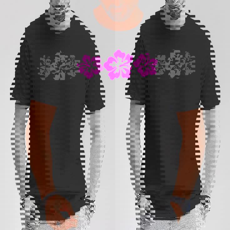 ピンク ハイビスカス フラワー ハワイアン Tシャツ 面白い贈り物