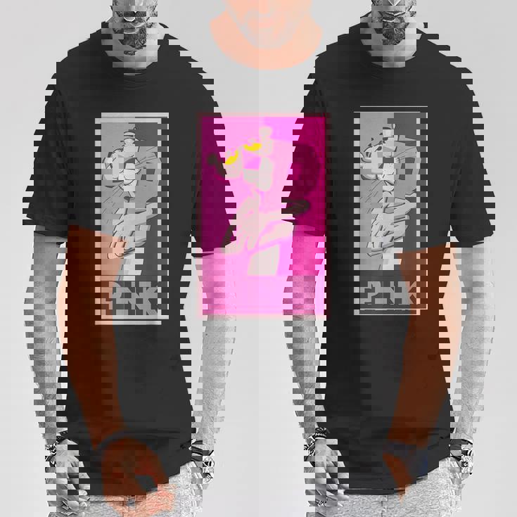 ピンクパンサー 「P」の文字を抱く Tシャツ 面白い贈り物