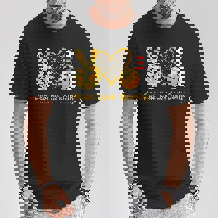 ピース・ラブ・ボウリング Tシャツ 面白い贈り物