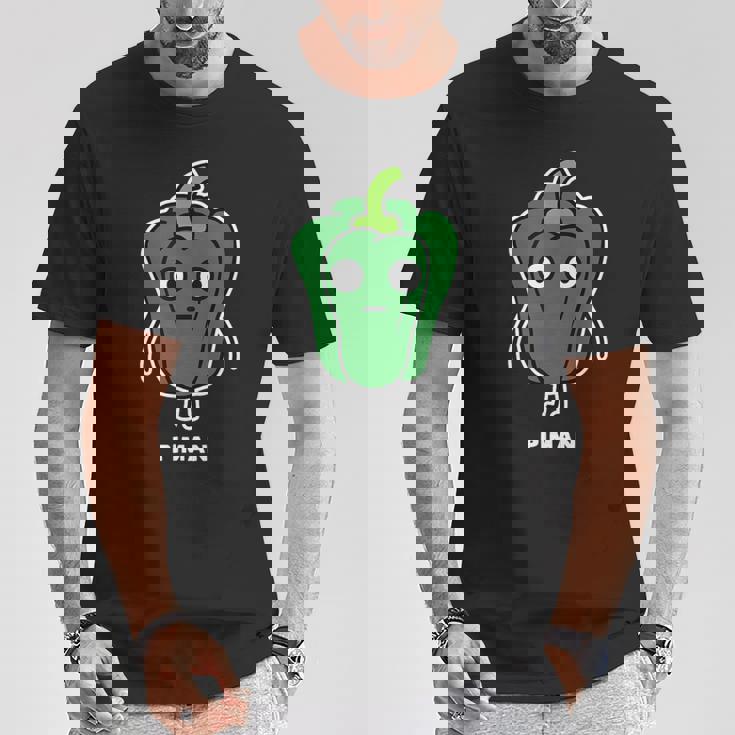 ピーマン 顔 イラスト かわいい おもしろ 面白い 簡単 シンプル ゆるい 野菜 Tシャツ 面白い贈り物