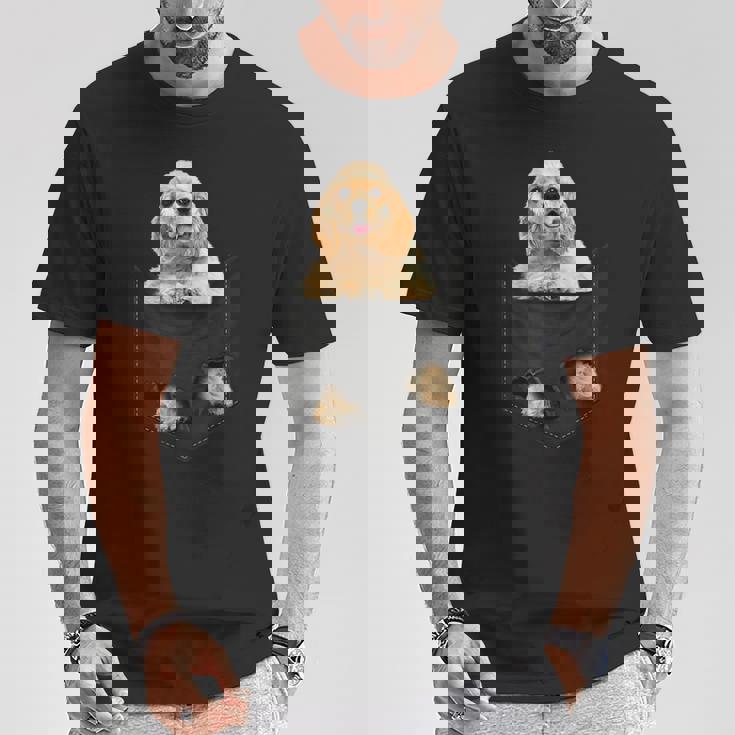 ファニーアメリカンコッカースパニエル ポケットに入った犬好き向け Tシャツ 面白い贈り物