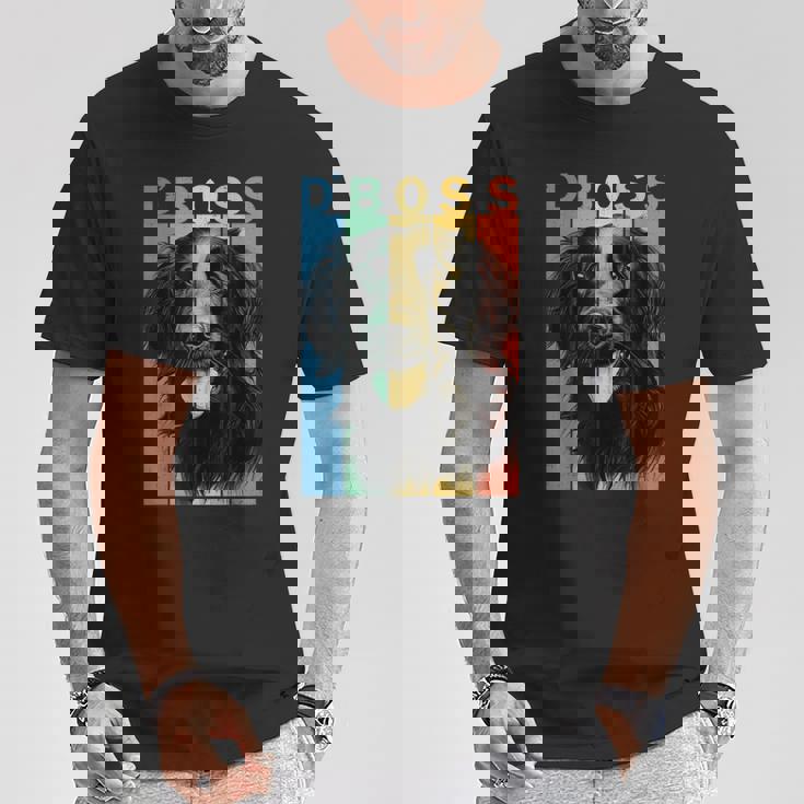 ファニーフラットコーテッドレトリバーボスママダッドドッグラバー Tシャツ 面白い贈り物