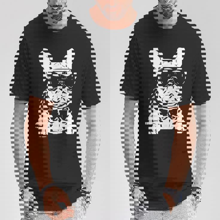 ファニーフレンチブルドッグ サングラス付き フレンチブルドッグ Tシャツ 面白い贈り物