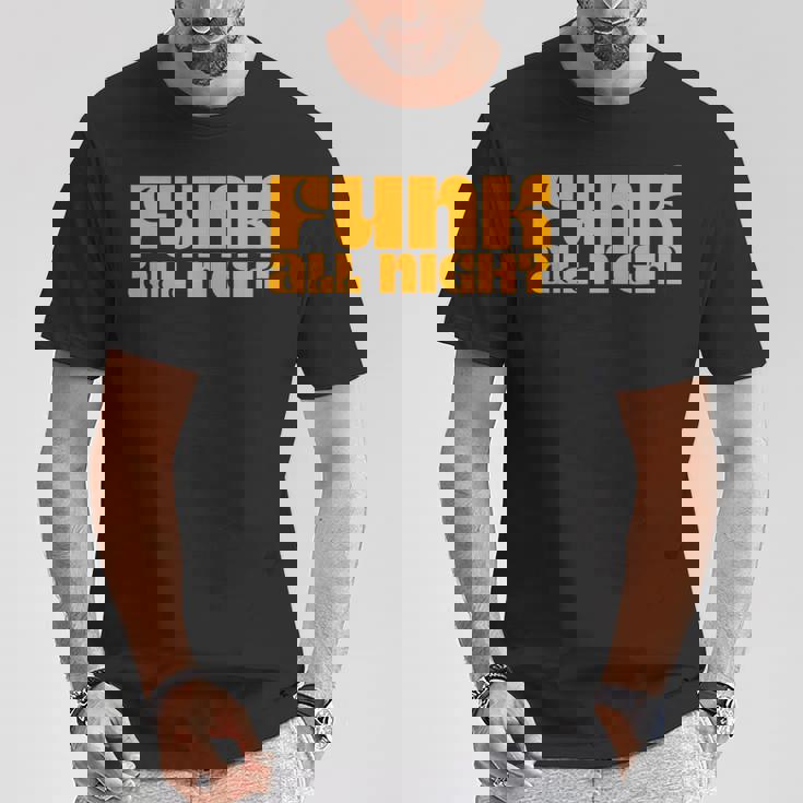 ファンク オールナイト 70年代 レトロ ソウル ファンク ディスコミュージック Tシャツ 面白い贈り物