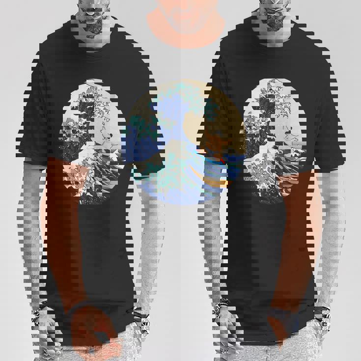 ファンシー 神奈川 大波 相撲 サーフィン パロディ Tシャツ 面白い贈り物