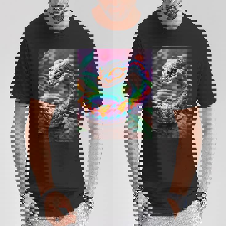 ファンタジー かわいい 鮮やかな蛇の葉 Tシャツ 面白い贈り物