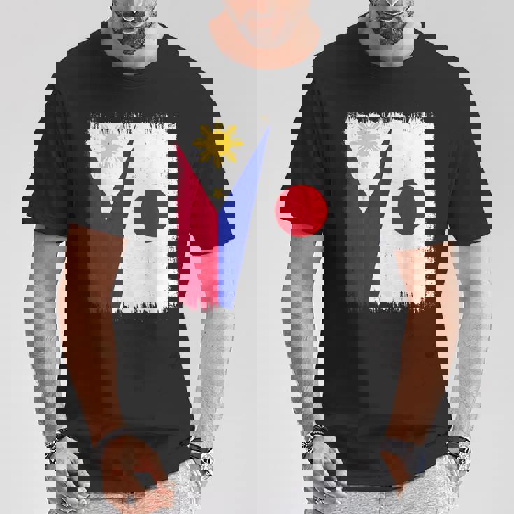 フィリピン 日本 ハーフフラッグ ウェア フィリピン ジャパニーズルーツ Tシャツ 面白い贈り物