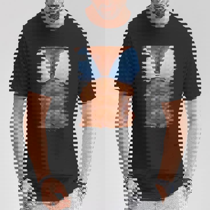 フェイク アブス ファニービキニ ボディマッスル 6パック 3D Tシャツ 面白い贈り物