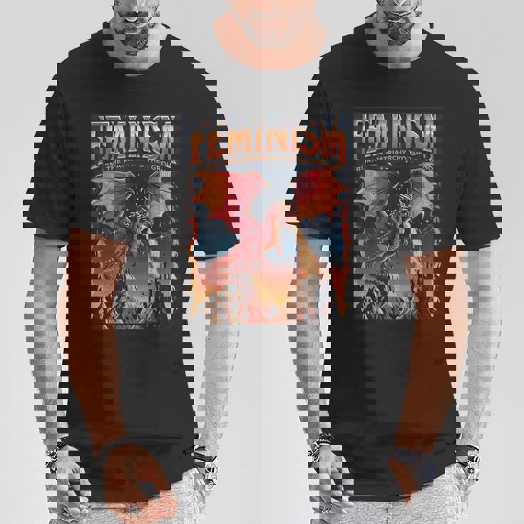フェミニズム ドラゴン 家父長制を地面に燃やす フェミニスト Tシャツ 面白い贈り物