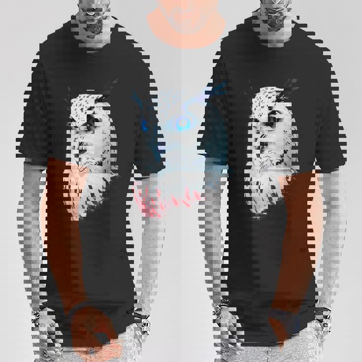 フクロウの傑作 雪フクロウ 鳥アート 動物 雪フクロウ Tシャツ 面白い贈り物