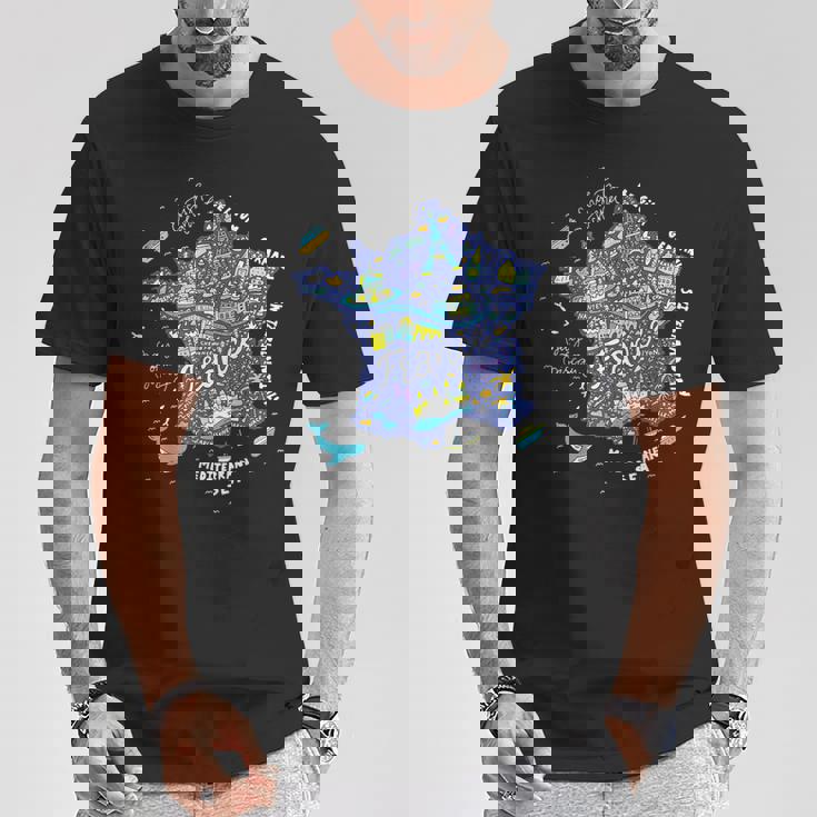 フランス 地図 ヨーロッパ パリ ツアー エッフェル フランス バケーション お土産 Tシャツ 面白い贈り物