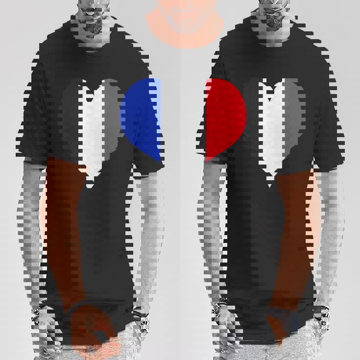 フランス国旗ラブハートフランス国旗 Tシャツ 面白い贈り物