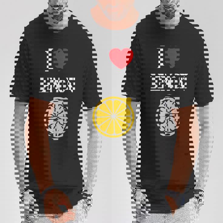 フルーツ レモン 面白いユーモア かわいい シンプル 小さなレモン I Love Lemon Tシャツ 面白い贈り物