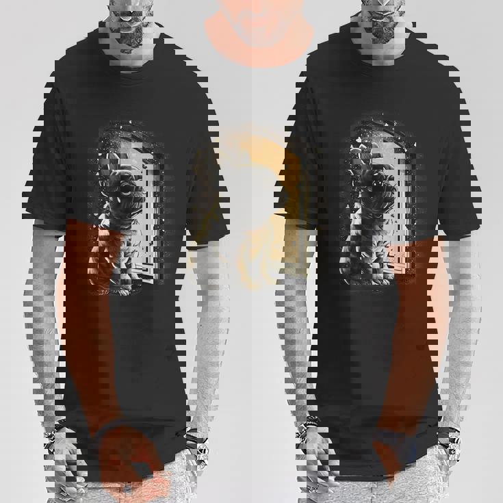 フレンチブルドッグ 夜のかわいいフレンチドッグ Tシャツ 面白い贈り物