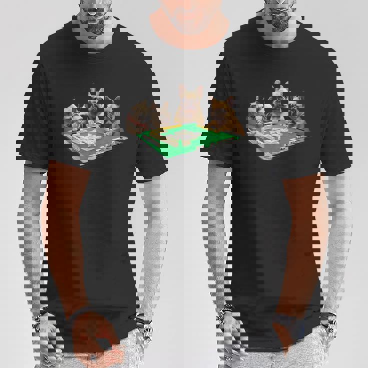 フレンチブルドッグ 犬 麻雀 面白いtシャツ メンズ おもしろ 面白い 服 おもしろグッズ ネタ 雀士 Tシャツ 面白い贈り物