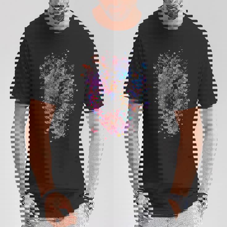 フローラル解剖学的人間の心臓グラフィック心臓専門医ギフト Tシャツ 面白い贈り物