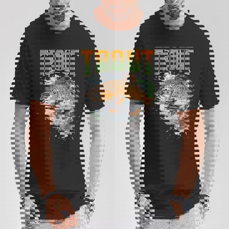 ブラウントラウト 釣り アウトドア 自然愛好家 淡水魚 Tシャツ 面白い贈り物