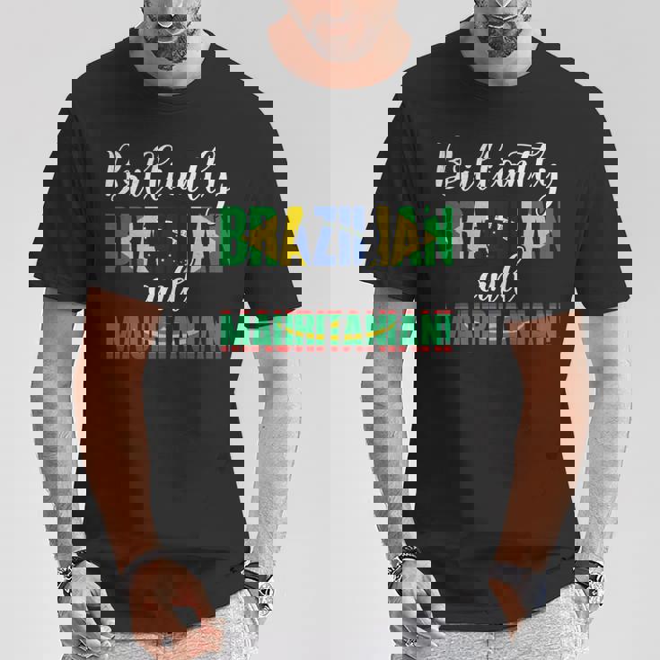 ブラジルとモーリタニアの混合国籍が見事に 長袖tシャツ Tシャツ 面白い贈り物